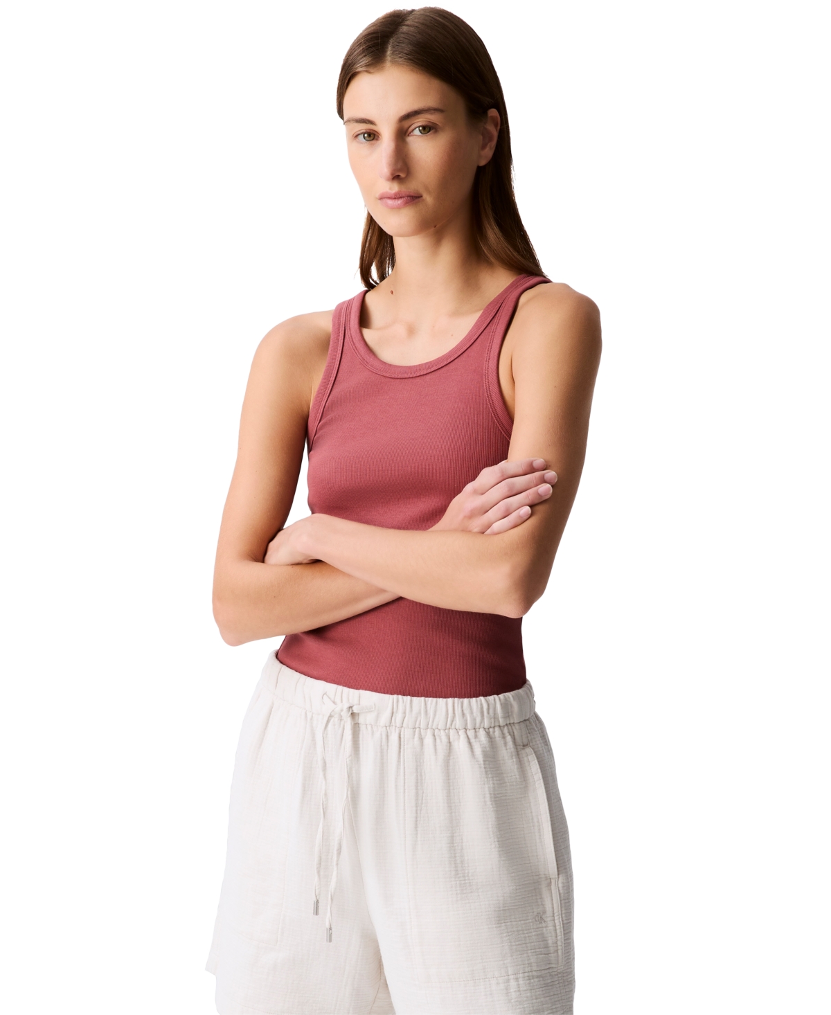 CALVIN KLEIN JEANS EST.1978 WOMEN'S DOUBLE GAUZE PULL-ON SHORTS 
