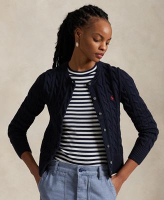 Polo Ralph Lauren - Women's Cable-Knit Cotton Crewneck Cardigan