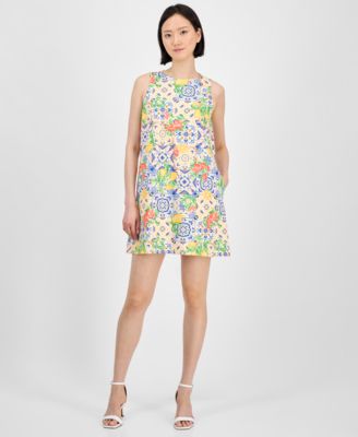 Anne Klein - Women's Round-Neck Sleeveless Shift Dress