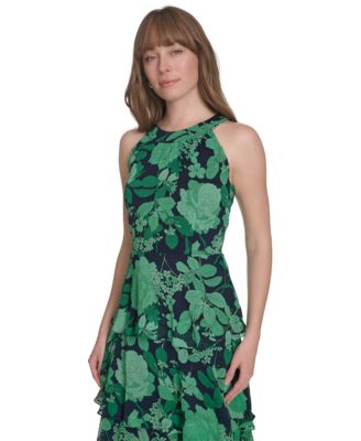 Tommy Hilfiger Women's Floral Ruffle-Tiered Halter Maxi Dress - Macy's