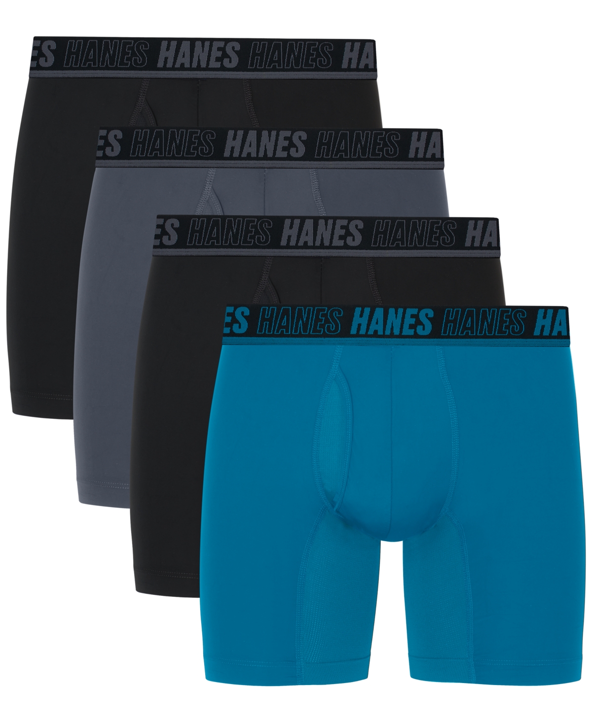 Men's 4pk. Ultimate Moves Boxer Brief Logo Underwear - Teal/grey/black