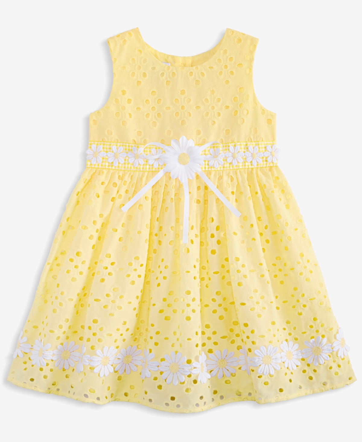 BLUEBERI BOULEVARD BABY GIRLS DAISY-TRIM EYELET SUNDRESS 