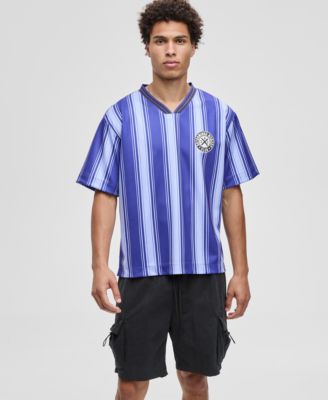 Mode of One - Men's Panama Relaxed-Fit Stripe V-Neck T-Shirt