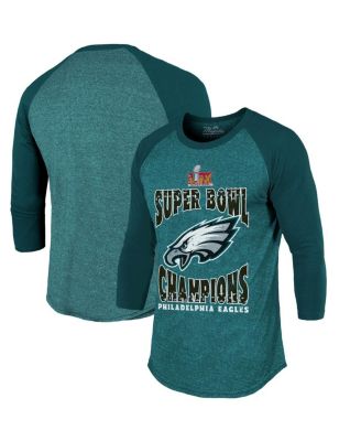 Majestic - Men's Midnight Green Philadelphia Eagles Super Bowl LIX Champions Choke Up 3/4-Sleeve Raglan Tri-Blend T-Shirt