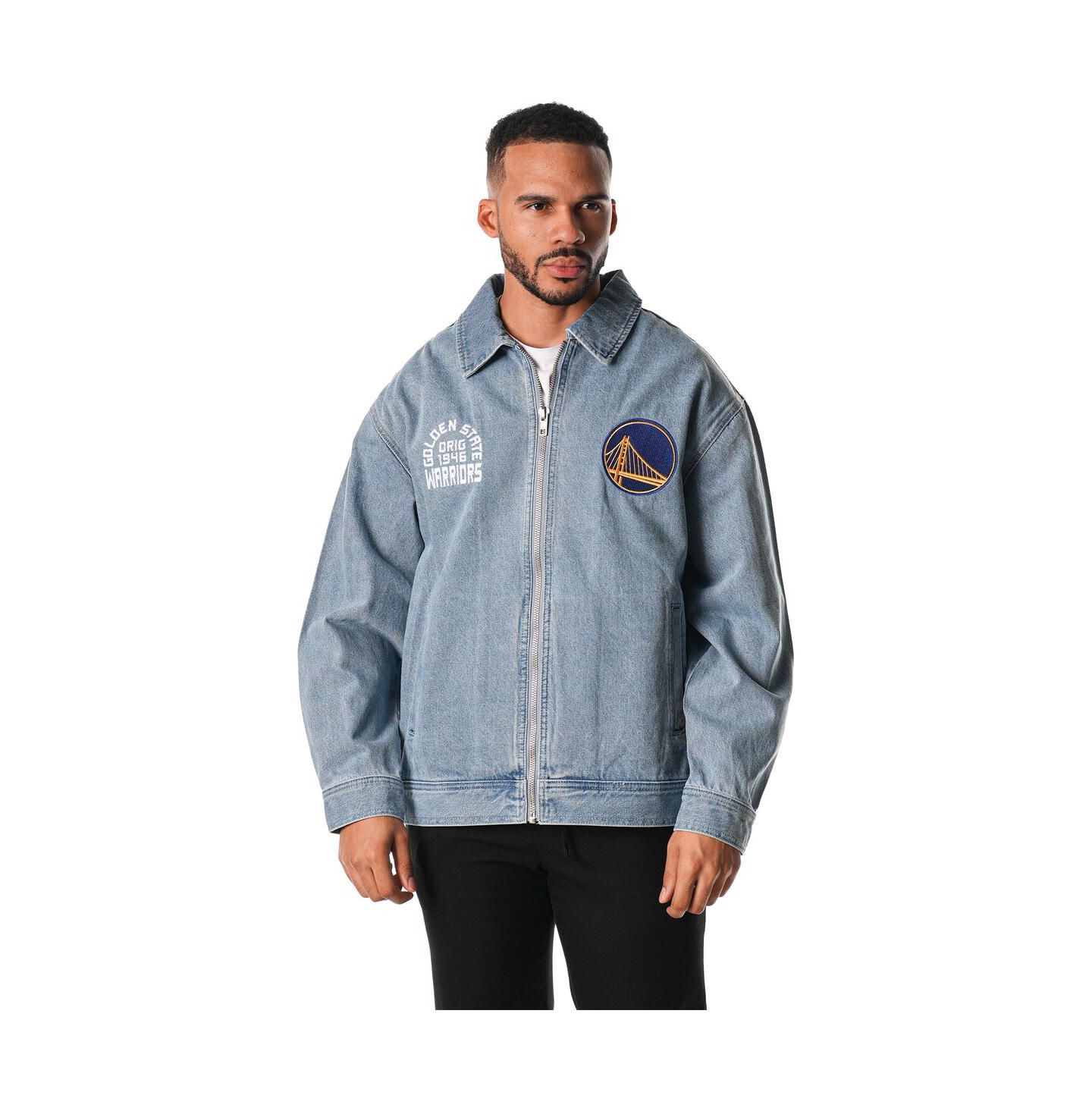 Куртка The Wild Collective Blue Golden State Warriors Coaches Full-Zip Denim Jacket — фото 1