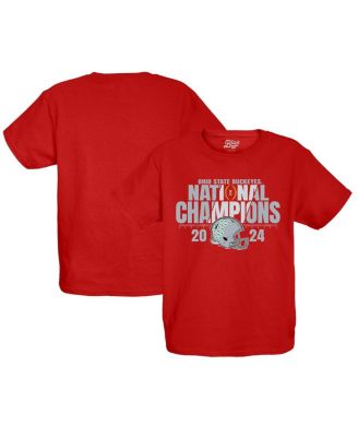 Blue 84 - Big Boys and Girls Scarlet Ohio State Buckeyes College Football Playoff 2024 National Champions Fall Apart T-Shirt
