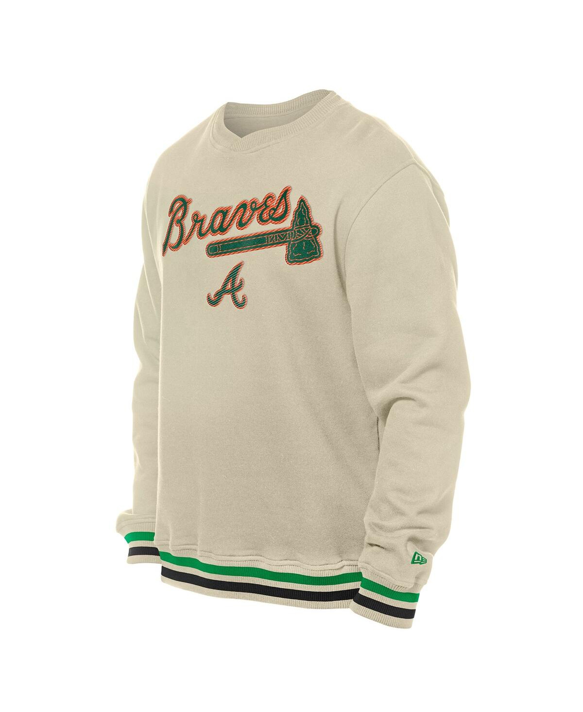 NEW ERA MEN'S CREAM ATLANTA BRAVES ST. PATRICK'S DAY TWILL PULLOVER SWEATSHIRT 