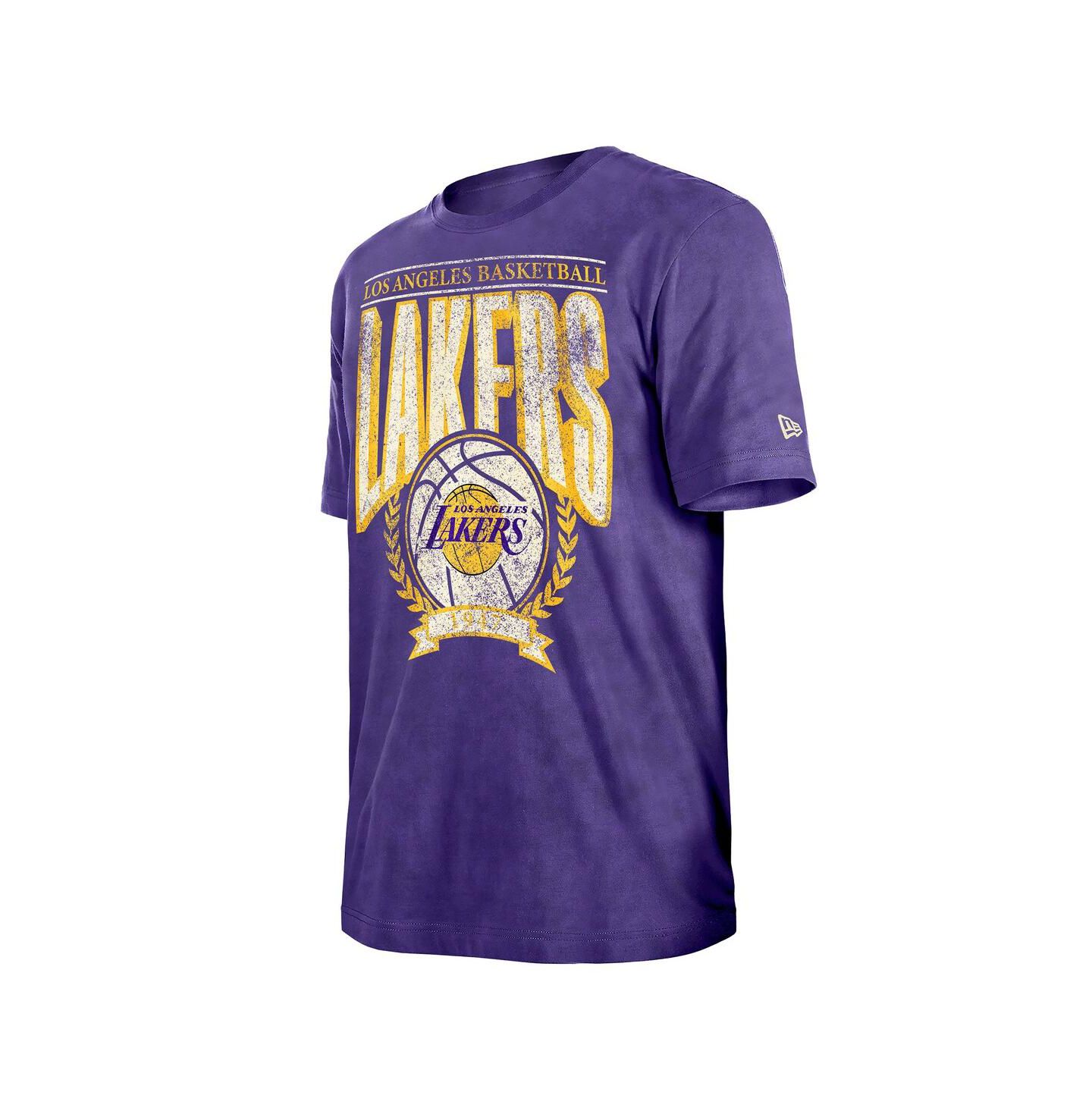 Мужская футболка New Era Purple Los Angeles Lakers Hardwood Classics Oversized Boxy Mineral Wash — фото 3