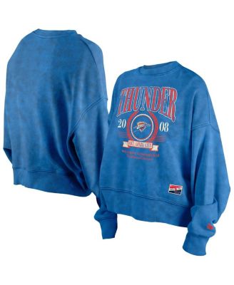 New Era - Women's Blue Oklahoma City Thunder Hardwood Classics Enzyme Wash Oversized Boxy Pullover Sweatshirt