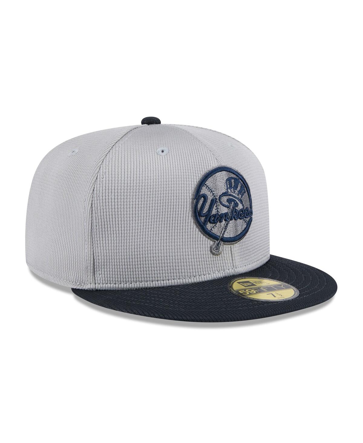 New Era Men's Gray/navy New York Yankees 2025 Batting Practice 59fifty Fitted Hat In Gray,navy