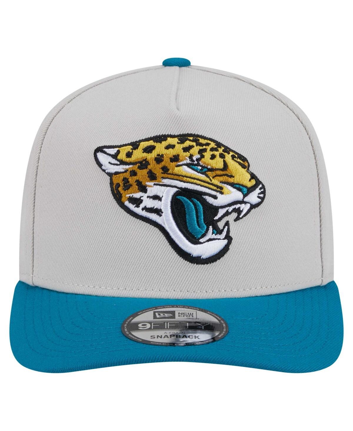 NEW ERA MEN'S STONE JACKSONVILLE JAGUARS DECENT 9FIFTY A-FRAME SNAPBACK HAT 
