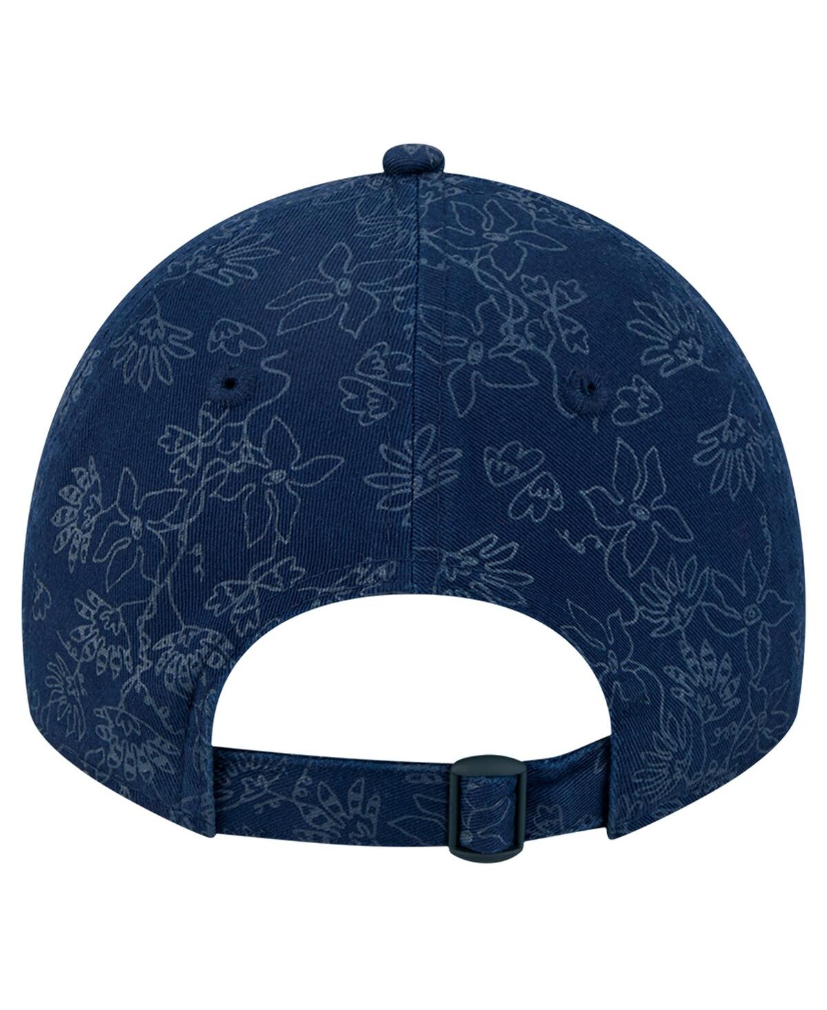New Era Women's Navy Atlanta Braves Tonal Floral 9twenty Adjustable Hat In Navy