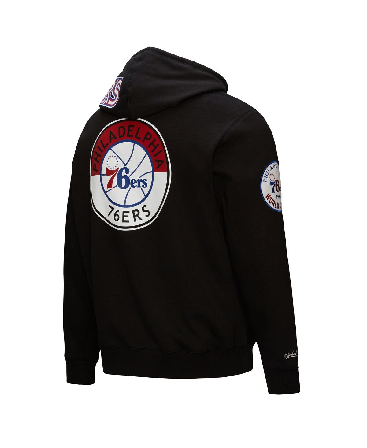Mitchell & Ness Black Philadelphia 76ers Hardwood Classics Blackout Collection Pullover Hoodie In Black