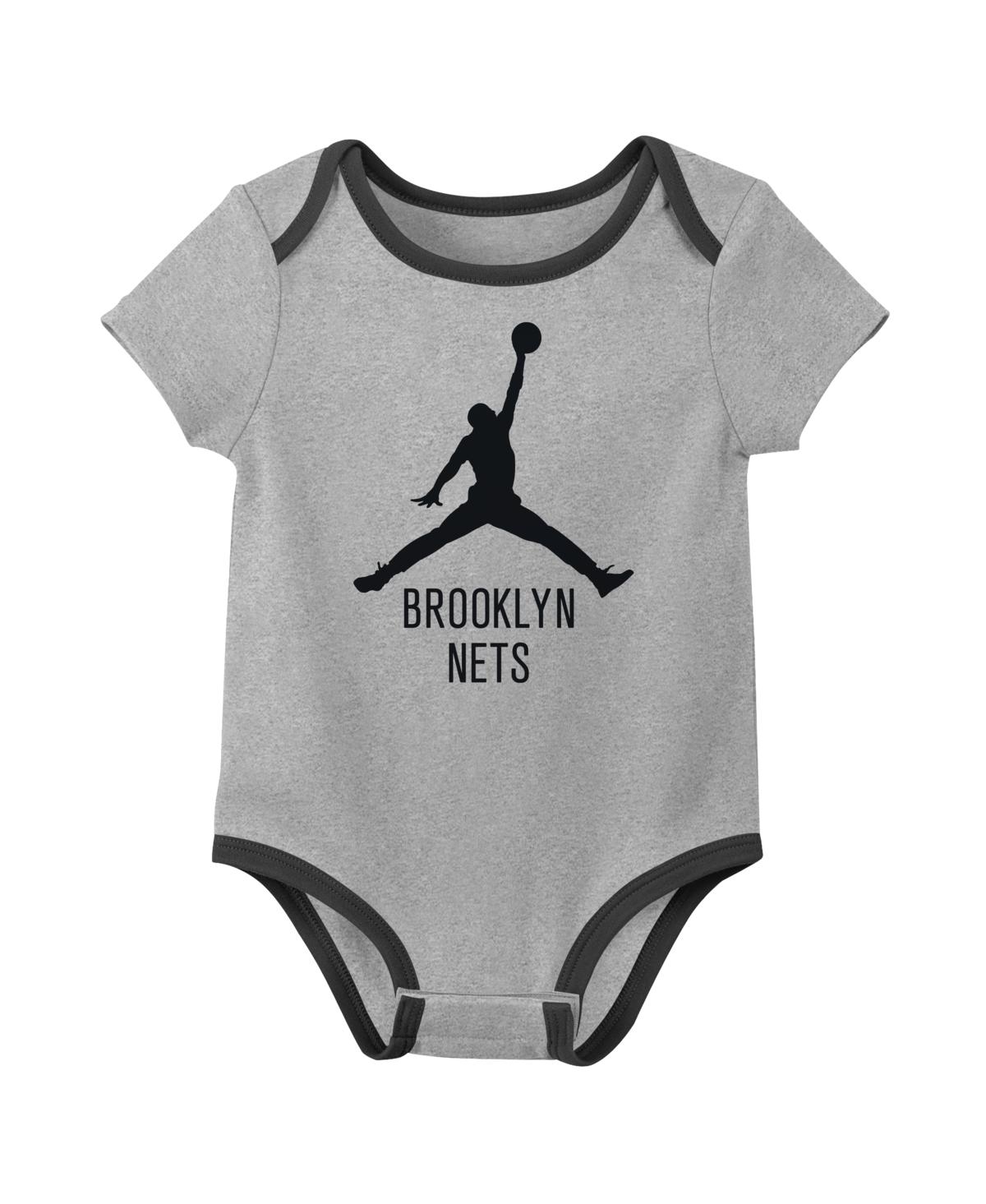 Jordan Baby Boys And Girls 3-piece Brooklyn Nets Statement Edition Bodysuit Set In Black