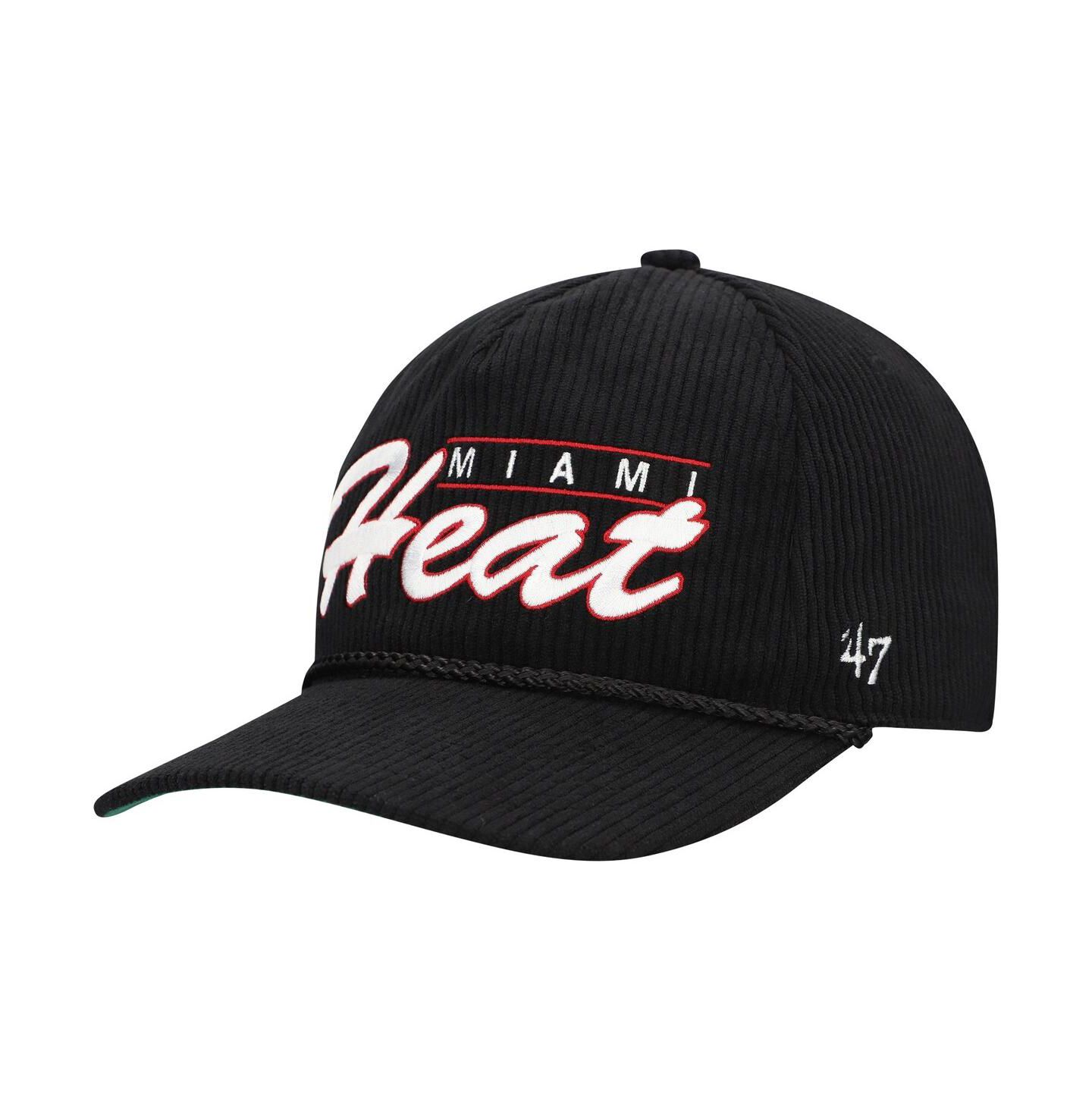 Мужская кепка '47 Brand Black Miami Heat Double Header Sidepatch Cord Hitch Adjustable Hat — фото 1