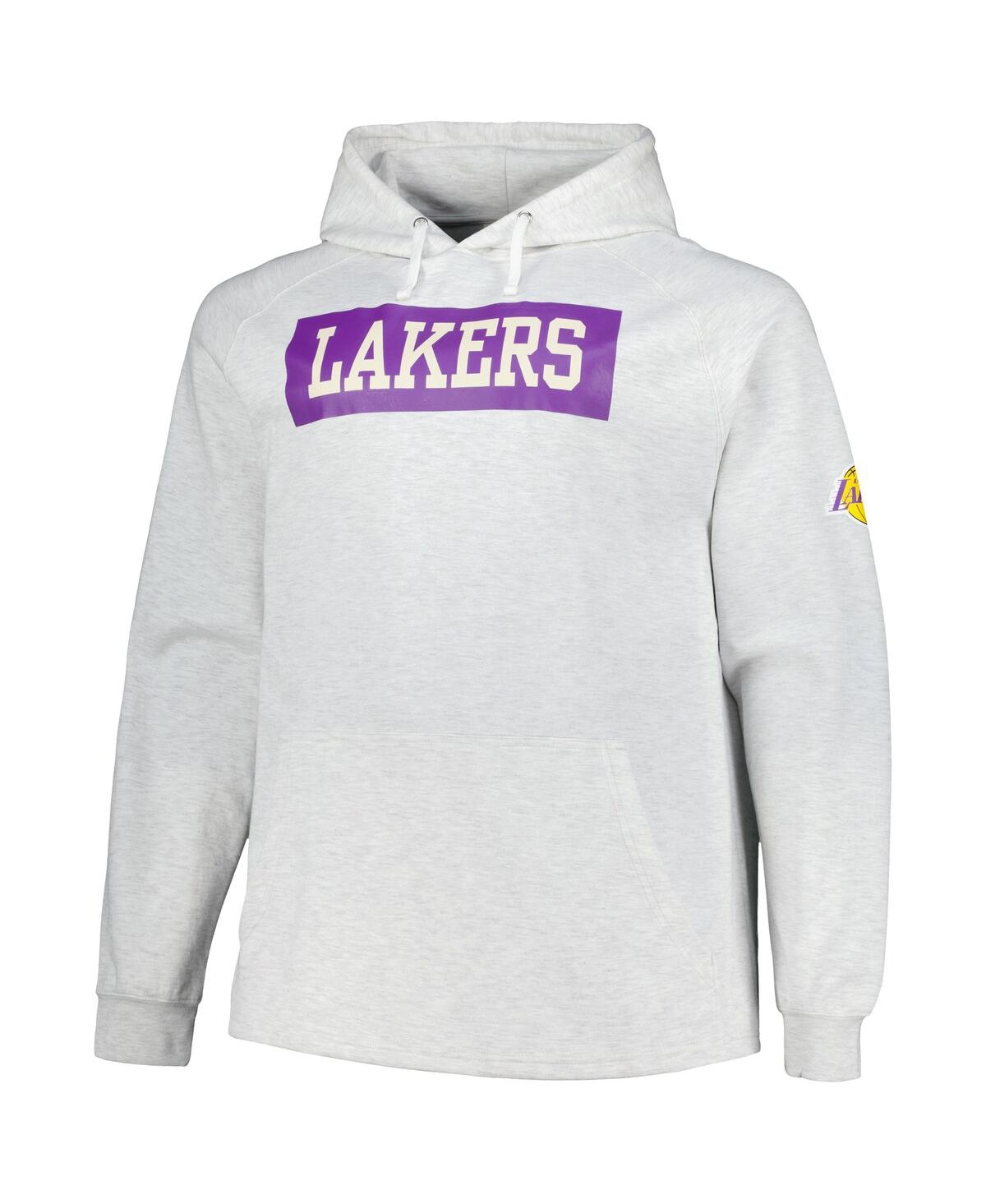 Fanatics Men's Ash Los Angeles Lakers Soft Hand Raglan Tri-blend Pullover Hoodie In Ash