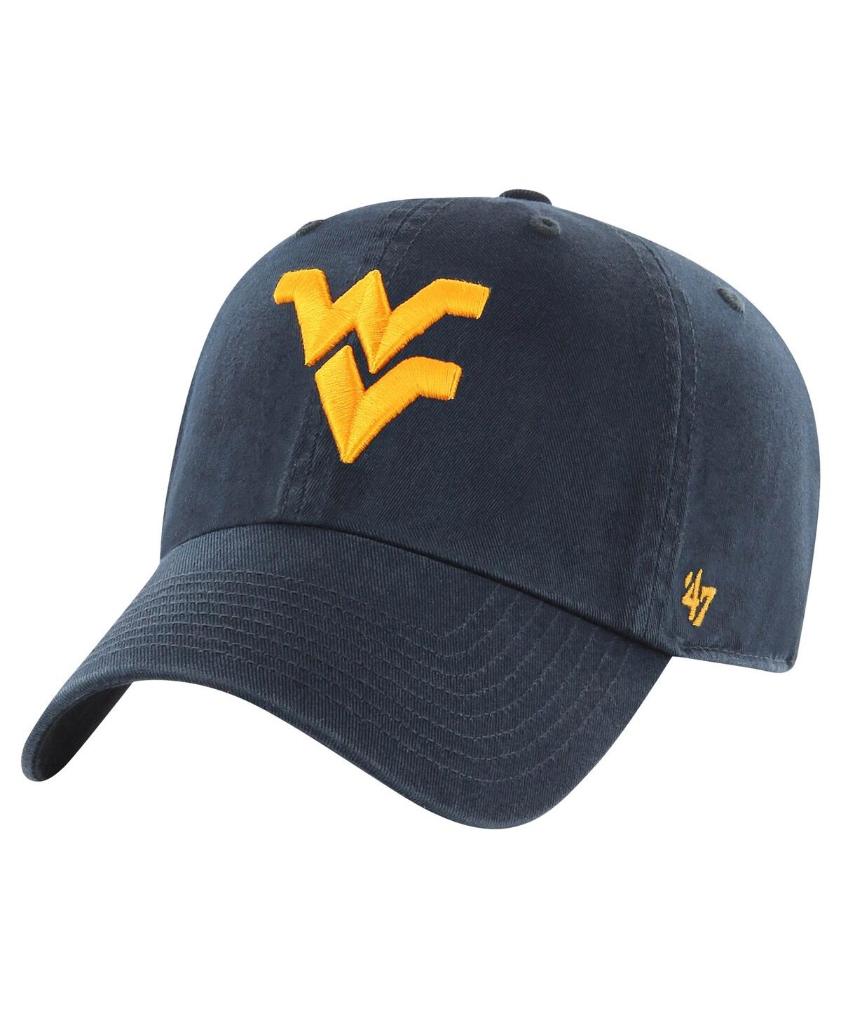 47 Brand Big Boys And Girls Navy West Virginia Mountaineers Clean Up Adjustable Hat In Navy