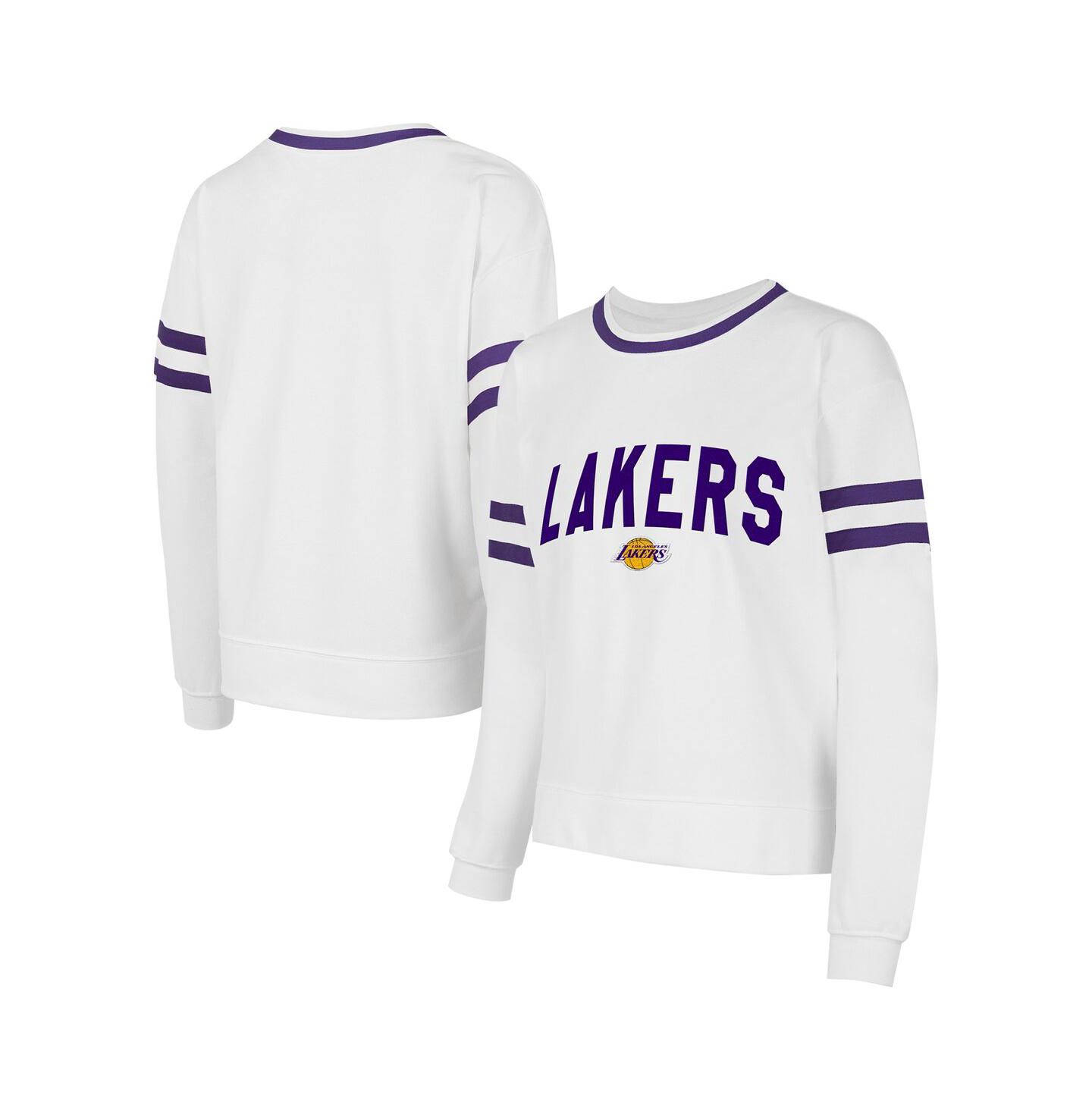Женская толстовка Concepts Sport White Los Angeles Lakers Borough Pullover — фото 1
