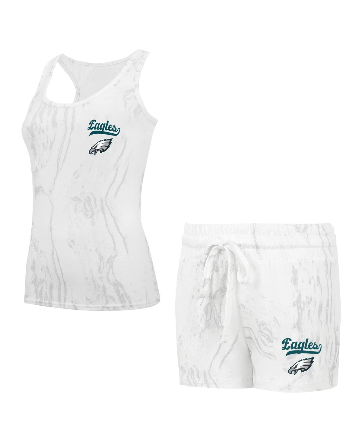 Concepts Sport Women's 2-piece White Philadelphia Eagles Plus Size Quartz Tank Top And Shorts Set In White