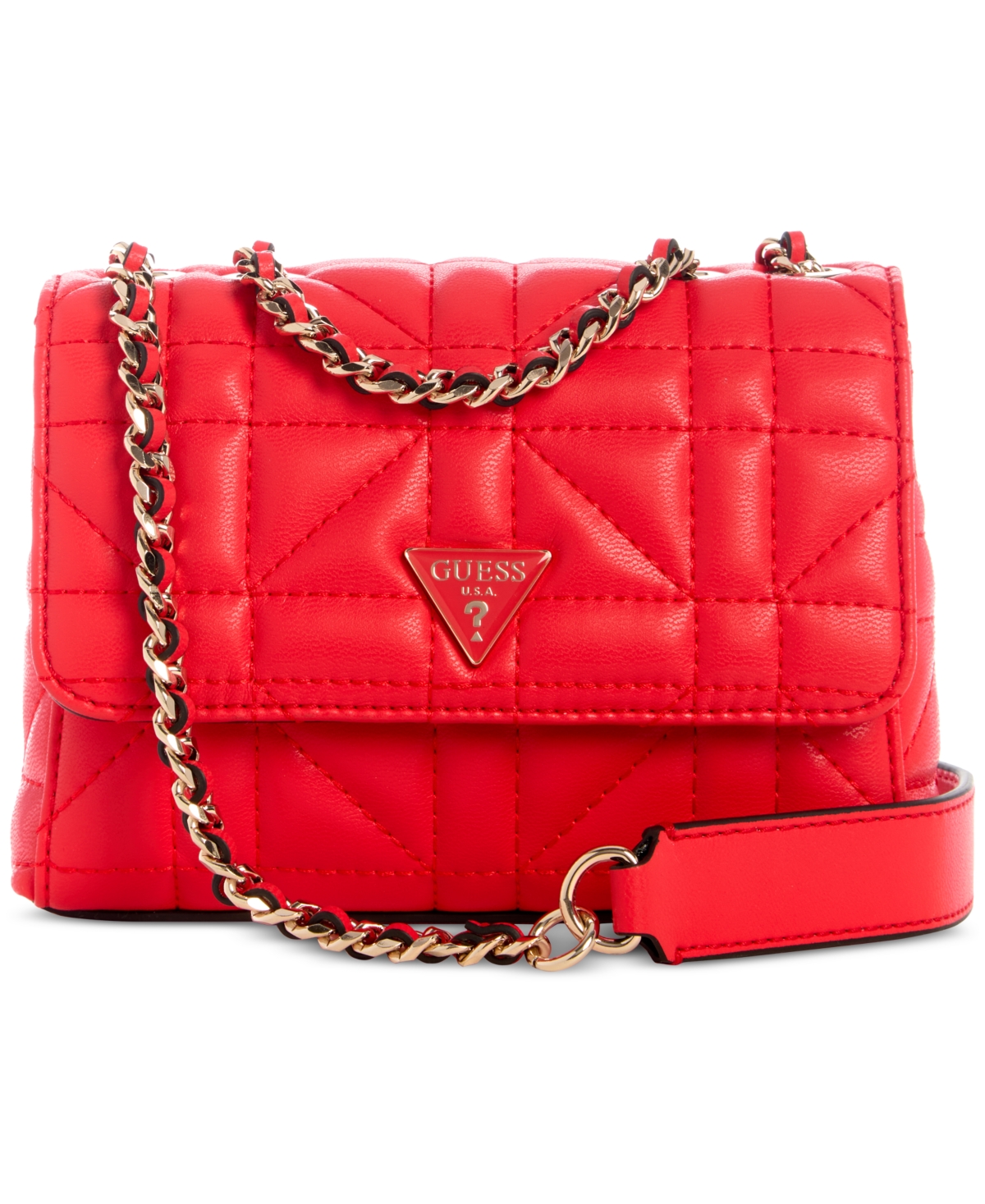 Shop Guess Edita Mini Convertible Crossbody Bag In Coral Red