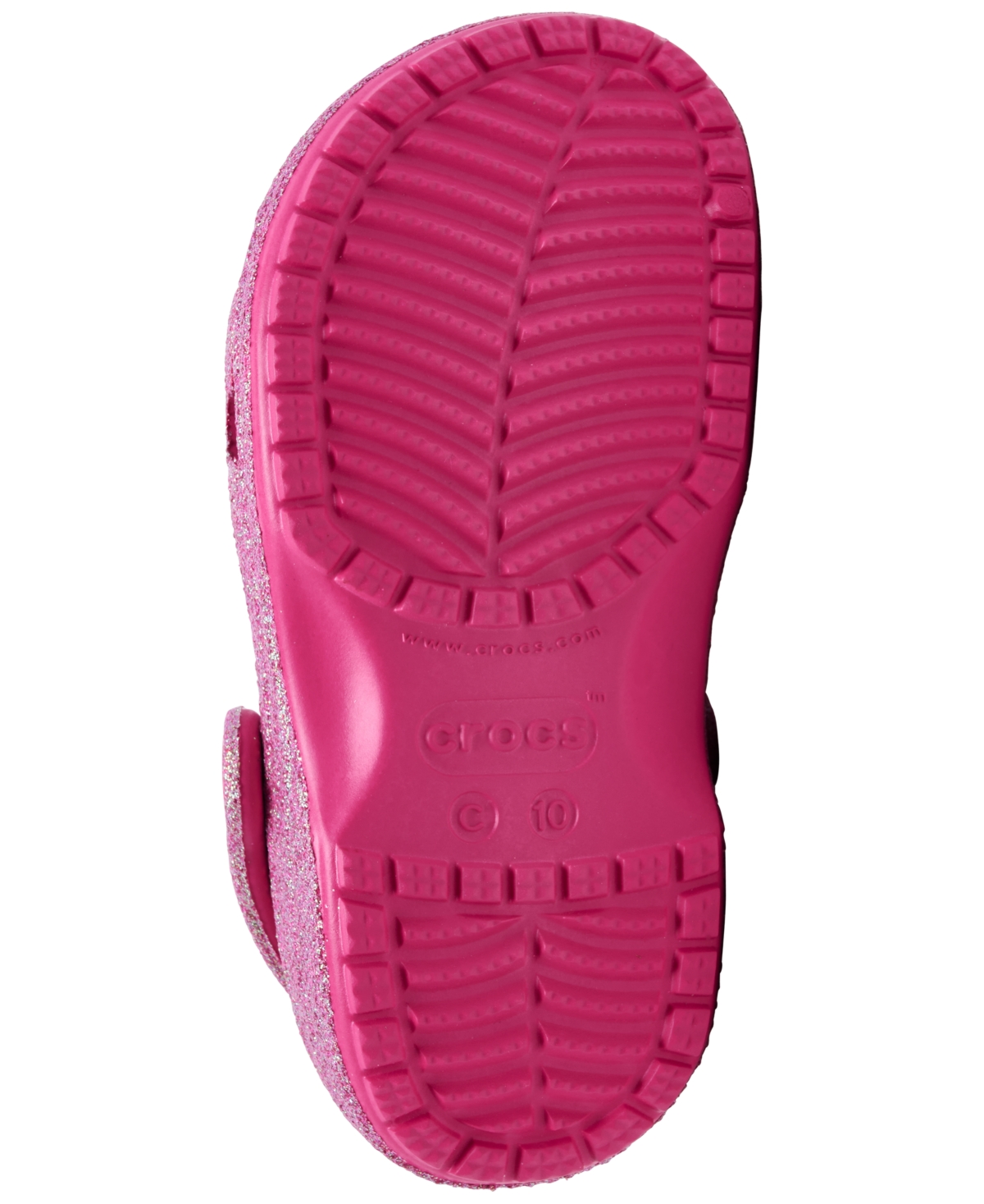 Crocs Little Girls Classic Glitter Clogs From Finish Line In Dragonfruit