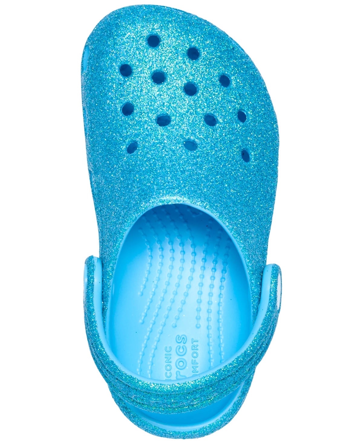 Crocs Little Girls Classic Glitter Clogs From Finish Line In Glass