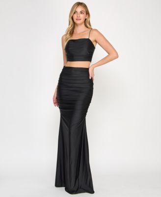 Juniors' 2-Pc. Sleeveless Satin Dress