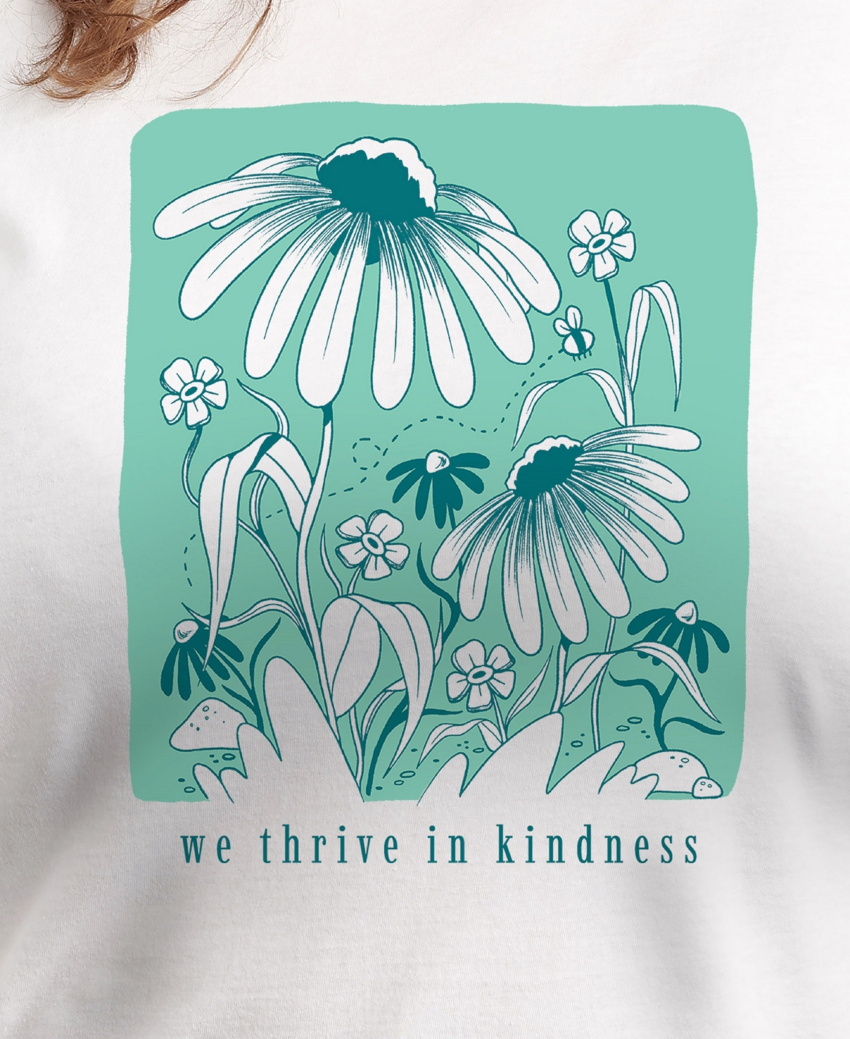 Hybrid Apparel Trendy Plus Size Thrive In Kindness Graphic Crew Neck T-shirt In White