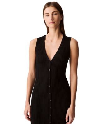 Women's Rib-Knit Sleeveless Midi Dress