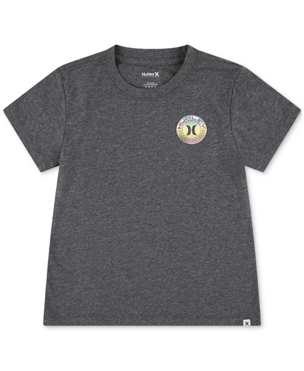 Shop Hurley Big Girls Retrograde Graphic Crewneck T-shirt In Black Heather