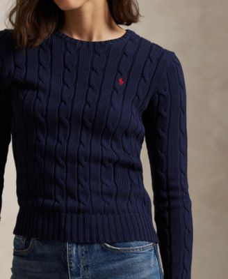 Women's Cable-Knit Cotton Crewneck Sweater