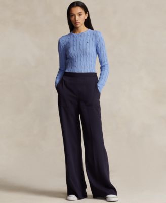 Women's Cable-Knit Cotton Crewneck Sweater