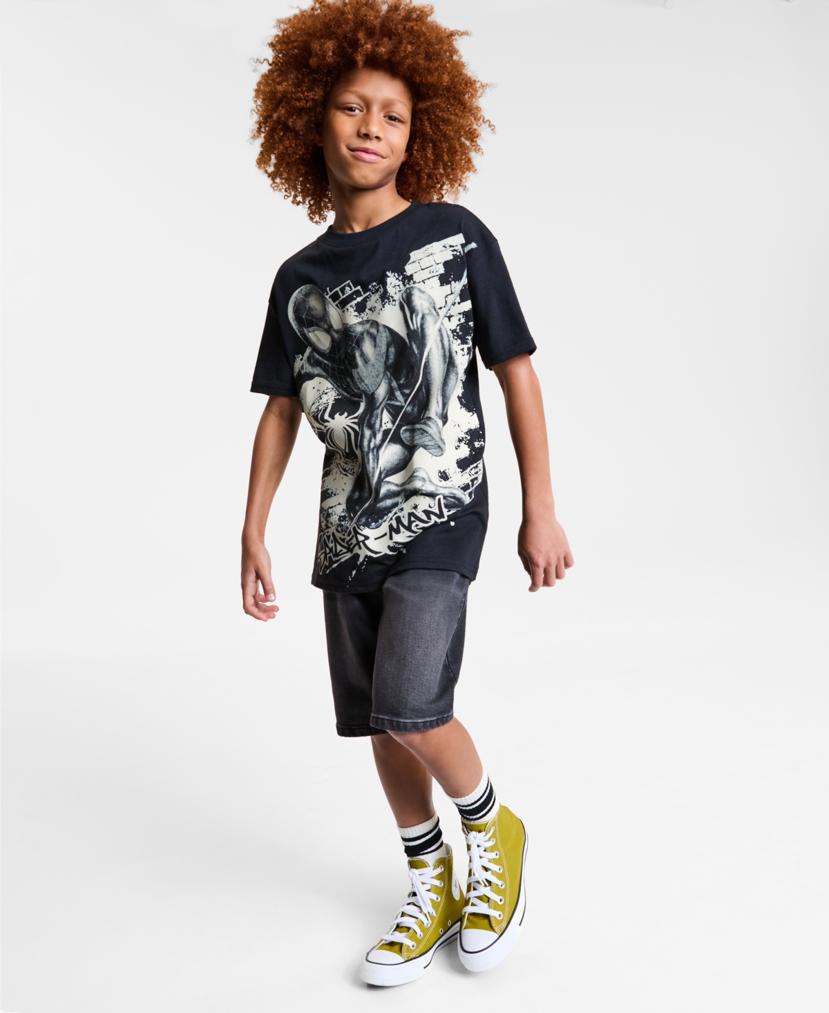Spider-man Big Boys Miles Morales Jumbo Graphic Short-sleeve T-shirt