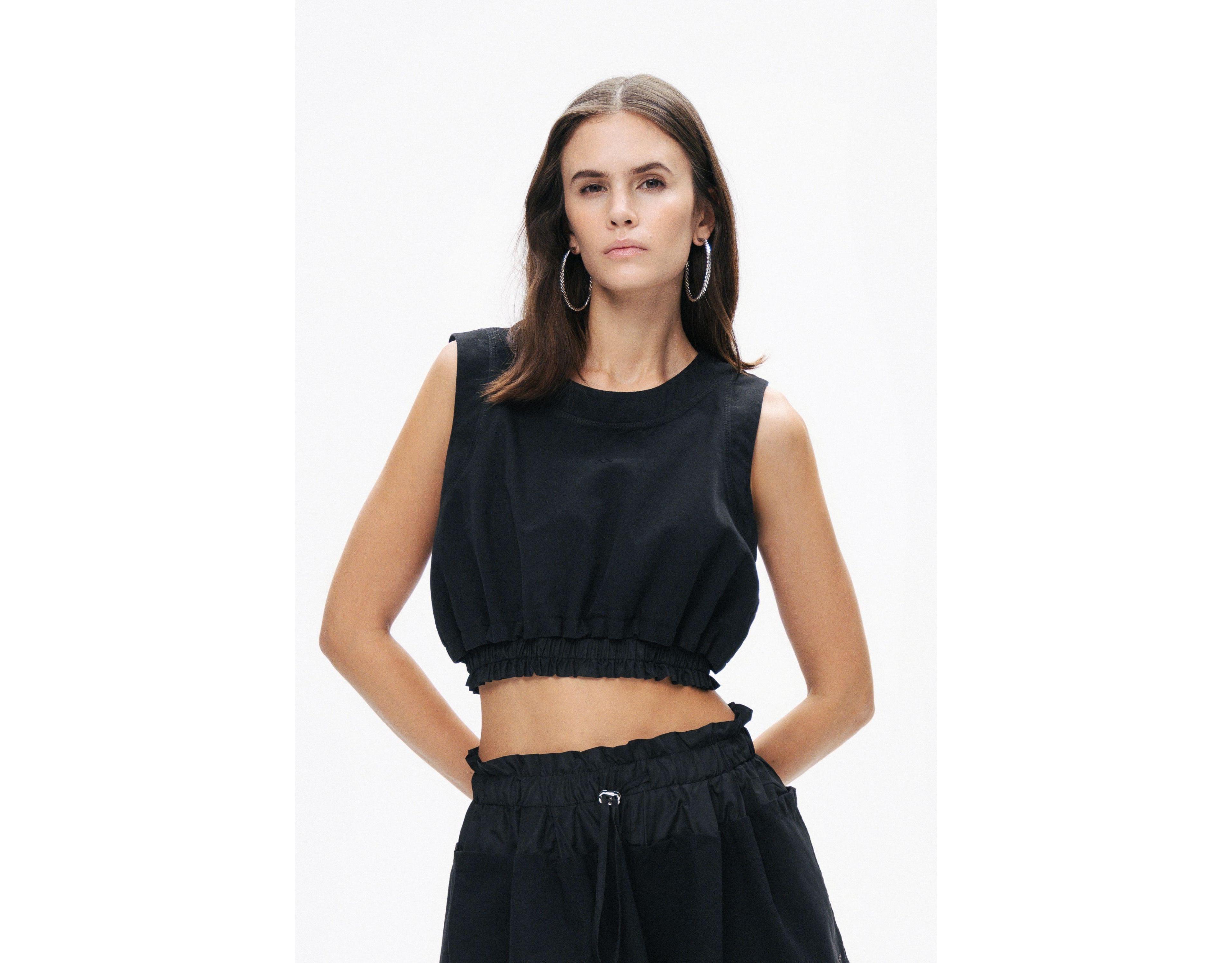 Nocturne Women's Crop Top with Printed Detail
