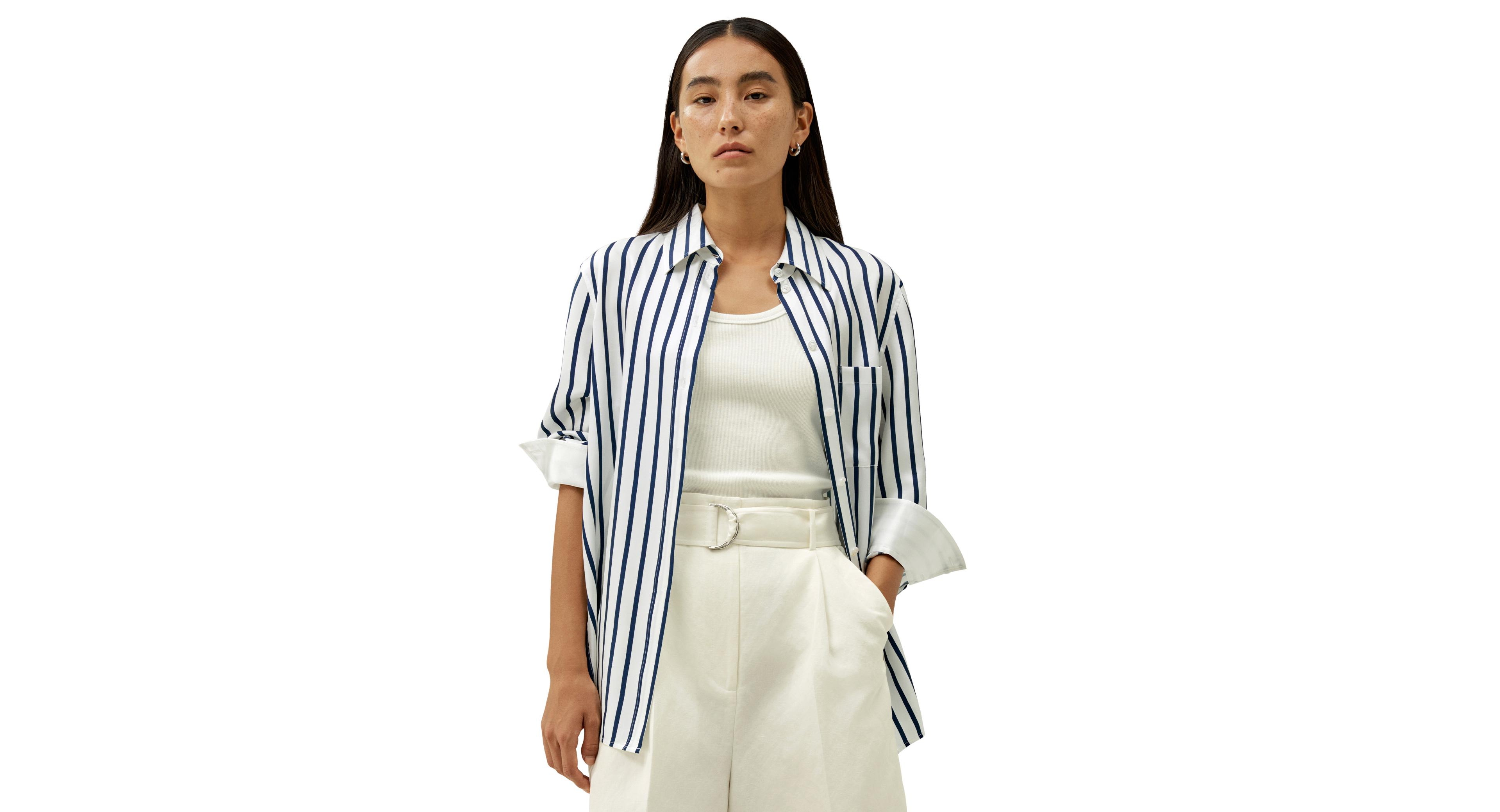 Lilysilk Women's Oversized Palma Stripe Silk Shirt