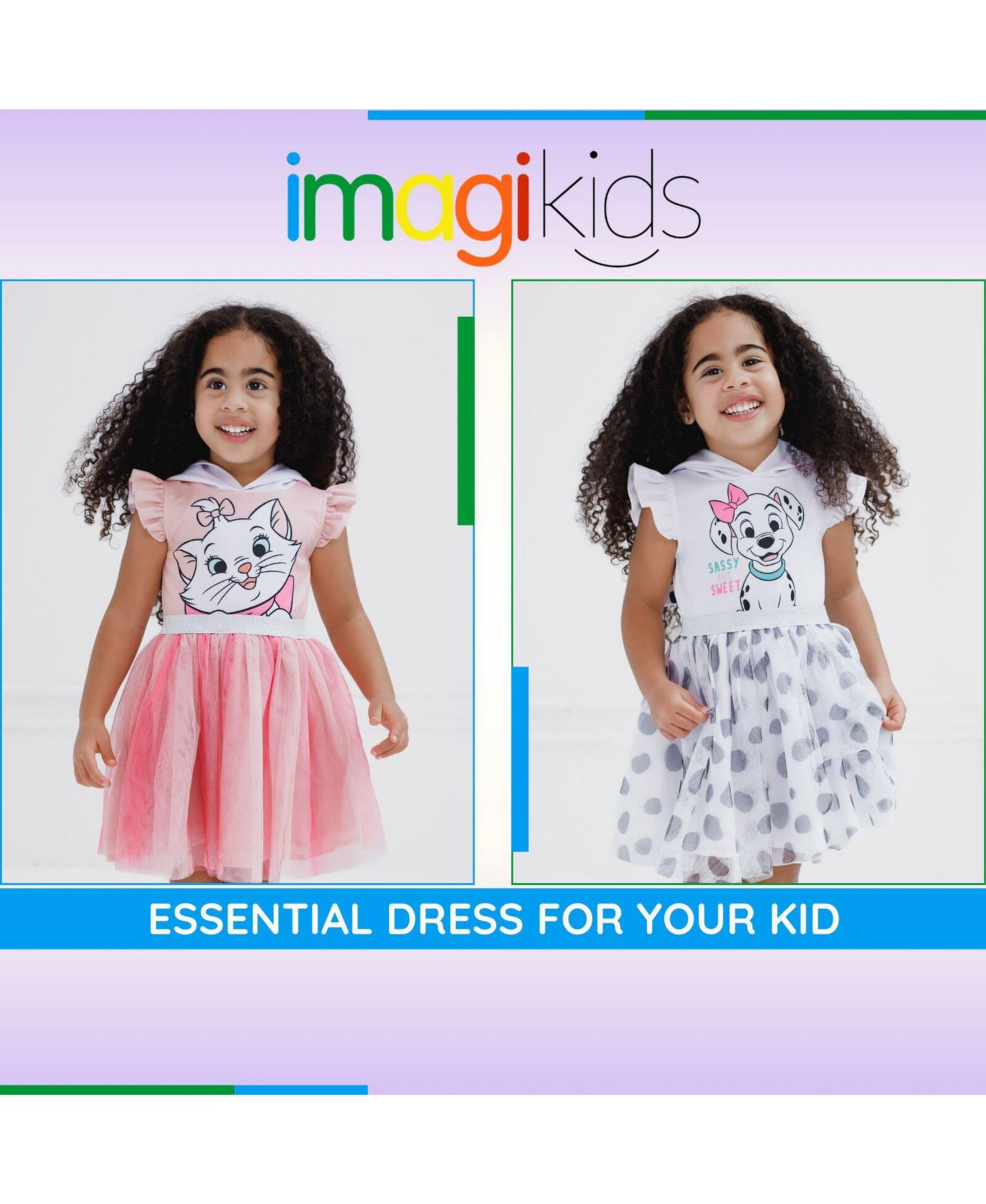 Платье 101 Dalmatians Lilo & Stitch Minnie Mouse Mesh Cosplay Dress для девочек-малышей, цвет: Белый — фото 2