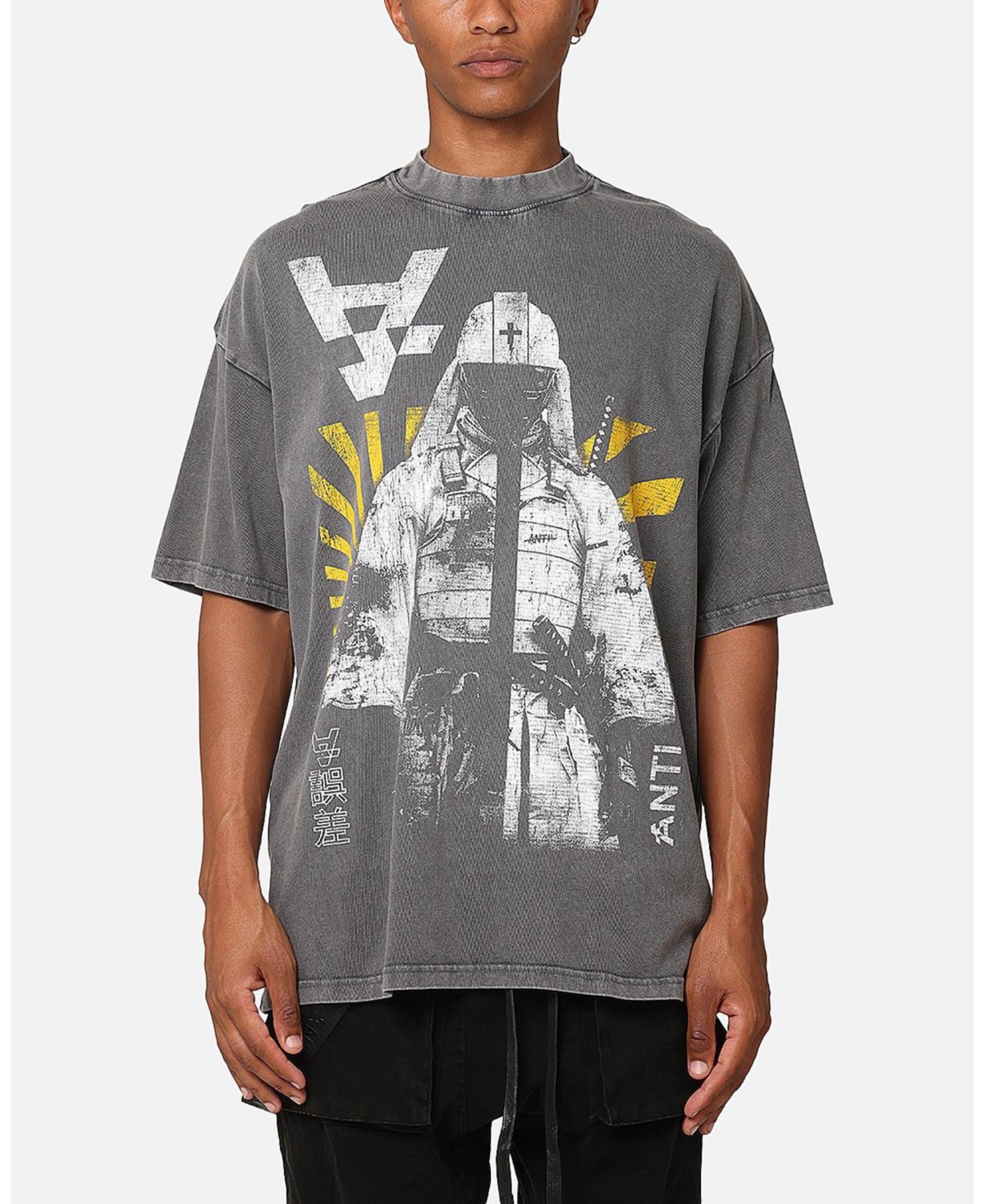 Men's Legion Mock Neck T-Shirt - Washed charcoal