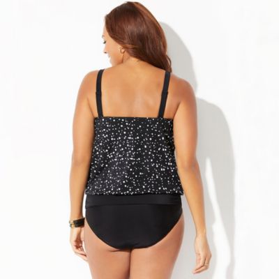 Women's Loop Strap Blouson Tankini Top