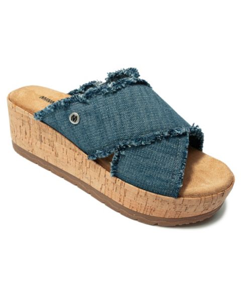 Женские сандалии Minnetonka Posey Crossband Wedge Sandal, цвет: Синий джинсовый
