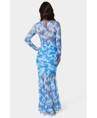Women's Ruched Long Sleeve Maxi Dress