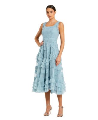 mac duggal green embellished mesh sleeveless scoop neck midi dress Mac Duggal Wedding Guest Green Embellished Mesh Sleeveless Scoop Neck Midi Dress Nude Sage Size US 6
