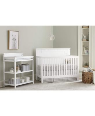 Emery Modern Style Wood Changer with Shelves/Pad in White