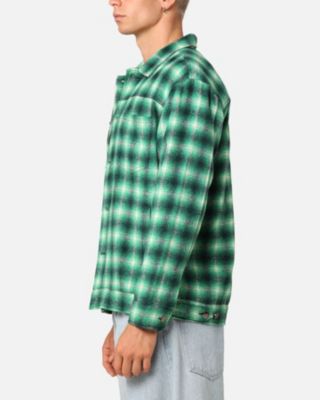 Men's Darby Plaid Shacket- Dark Green, S