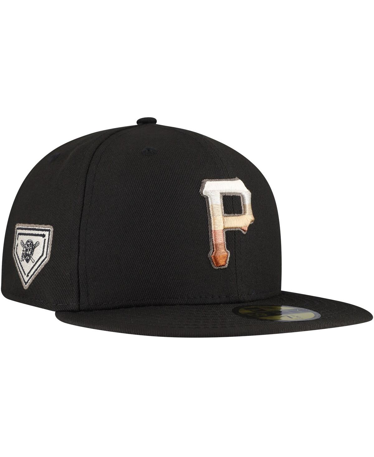 NEW ERA MEN'S BLACK PITTSBURGH PIRATES DUNE GRADIENT SIDE PATCH 59FIFTY FITTED HAT 