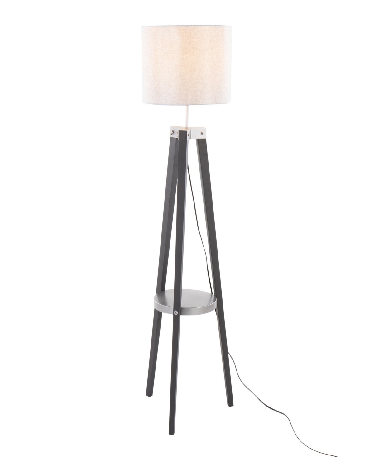 Lumisource Compass 58" Wood Floor Lamp In Black,white,silver