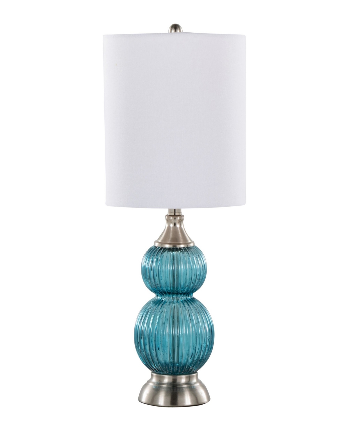 Lumisource Belle 20" Glass Accent Lamp, Set Of 2 In Sapphire Blue,white,silver