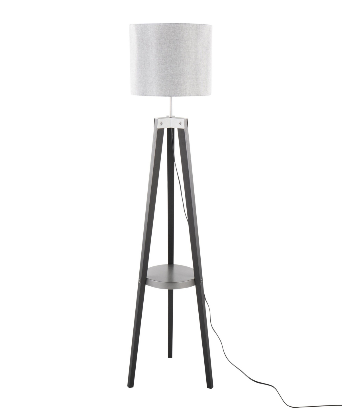 Lumisource Compass 58" Wood Floor Lamp In Black,white,silver