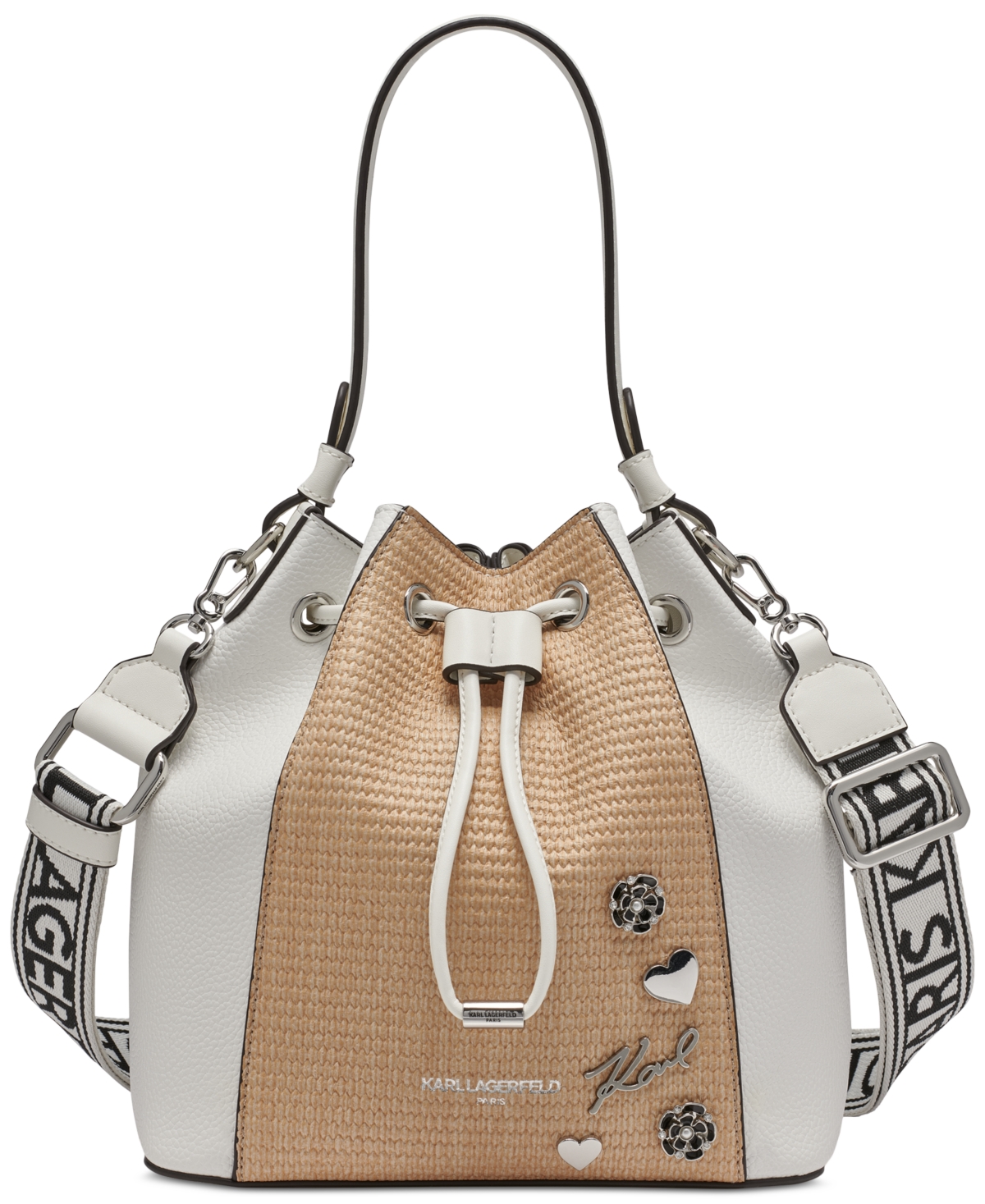 Karl Lagerfeld Adele Bucket Bag In White,natural