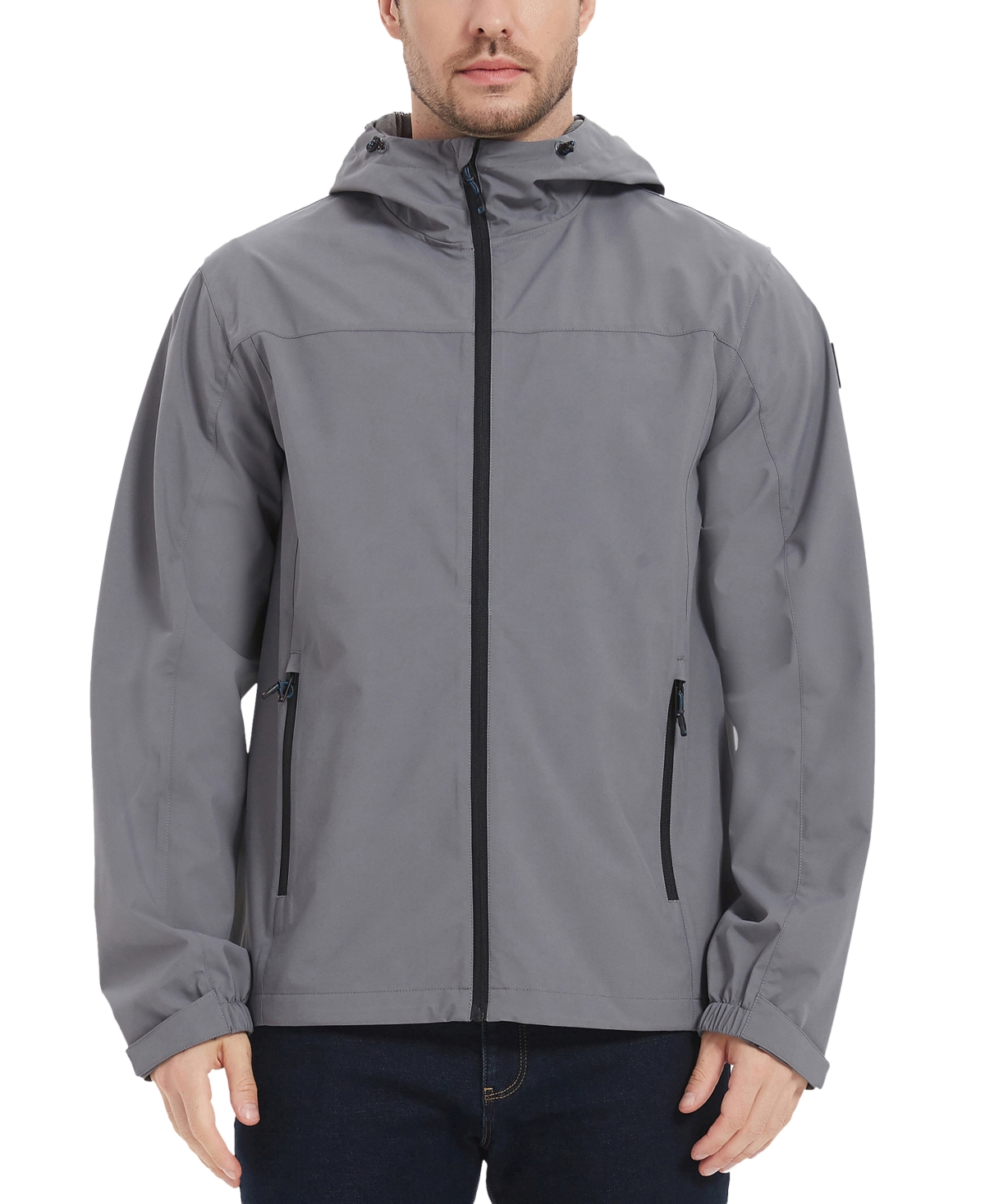 Men's All-Season Lightweight Stretch Hooded Rain Jacket - Black Forest