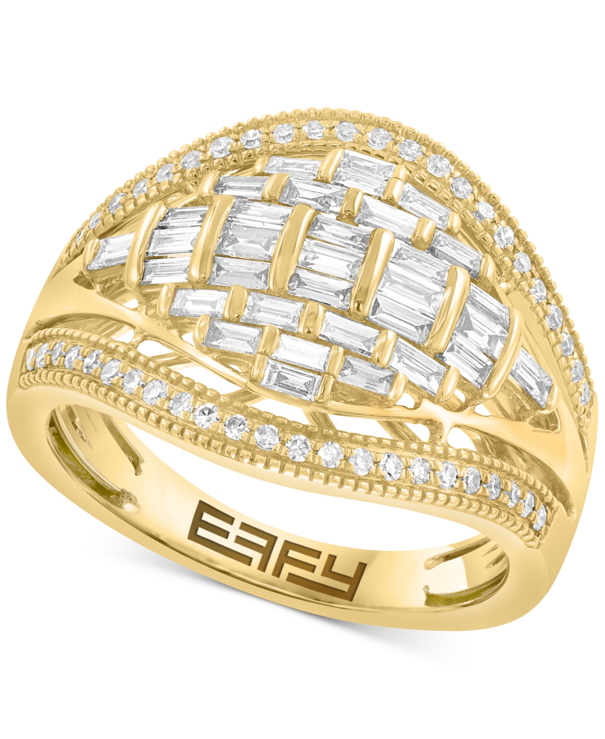 EFFY COLLECTION EFFY DIAMOND ROUND & BAGUETTE CURVED STATEMENT RING (5/8 CT. T.W.) IN 14K GOLD 